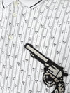 Dolce & Gabbana Polo in Piquet Bianca con Stampa Allover da uomo