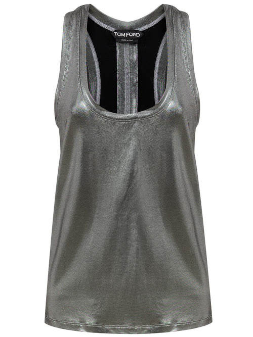 Tom Ford Top smanicato argento da donna