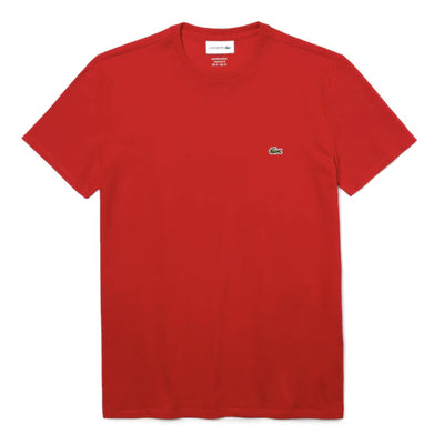 T-Shirt Uomo Lacoste Tinta Unita Con Logo T-Shirt Casual Maniche Corte Scollo Rotondo 100% Cotone
