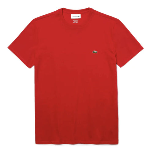 T-Shirt Uomo Lacoste Tinta Unita Con Logo T-Shirt Casual Maniche Corte Scollo Rotondo 100% Cotone