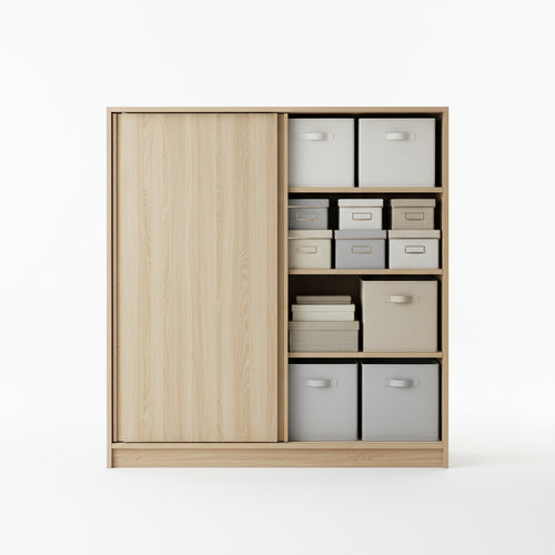 KIT ARMADIO-SCARPIERA PORTASCARPE CM. 55X36X108H BIANCO O ROVERE