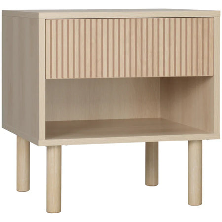 Comodino Moderno con Cassetto e Ripiano Aperto in Truciolato, 47x47x50 cm, Color Legno IK4831-506IK4