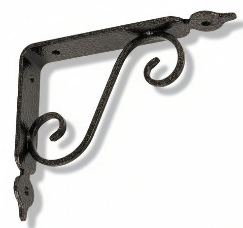 REGGIMENSOLA IN FERRO BATTUTO STAFFA SUPPORTO NERO RAME PER MENSOLE LEGNO 2 PZ.