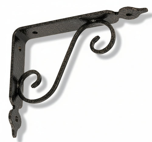 REGGIMENSOLA IN FERRO BATTUTO STAFFA SUPPORTO NERO RAME PER MENSOLE LEGNO 2 PZ.