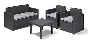 SALOTTO IN RESINA ANTIURTO EFFETTO POLYRATTAN GRAPHITE ALABAMA