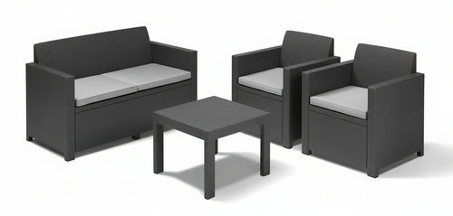 SALOTTO IN RESINA ANTIURTO EFFETTO POLYRATTAN GRAPHITE ALABAMA