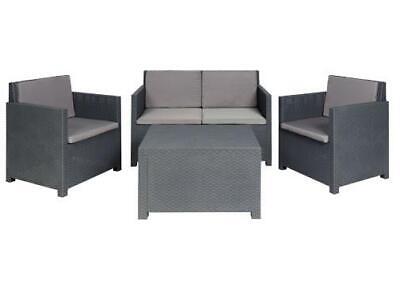 SALOTTINO SET RATTAN AURELIA ANTRACITE DIVANO + TAVOLO + 2 POLTRONE