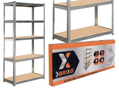 SCAFFALI IN KIT DA 5 PIANI BRIXO SILVER 150 DIMENSIONI CM.L90xP40xH180
