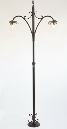 LAMPADE LINEA GOCCIA LAMPIONE FIORENTINO 2 LUCI cm. 280 FERRO BATTUTO E VETRO