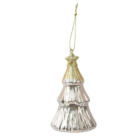Pendaglio a forma di albero perla con glitter per albero decorazione natalizia da 13 cm