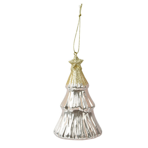 Pendaglio a forma di albero perla con glitter per albero decorazione natalizia da 13 cm