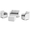 SALOTTO ROSALIE IN RESINA ANTIURTO EFFETTO POLIRATTAN COMPLETO DI CUSCINI