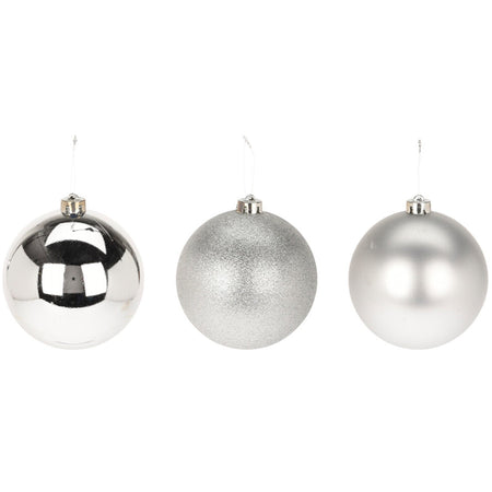 Palline per albero di Natale decorato, in Polipropilene, color Argento, da Ø 14 cm, 12 pezzi