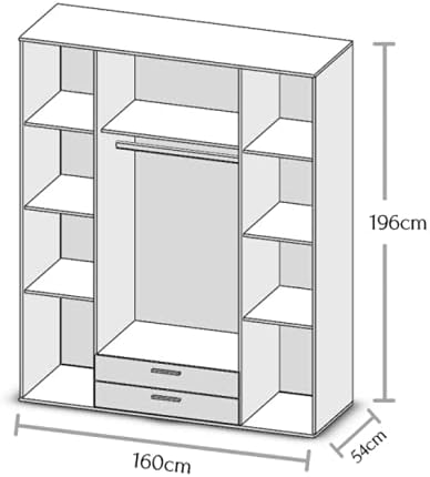 armadio moderno per camera da letto 3 4 ante scorrevoli in legno con specchio bianco T2651,205S