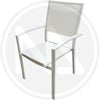 SEDIA CON BRACCIOLI ALLUMINIO TEXTILENE BIANCO 56x66X86H ARREDO GIARDINO PEZZI 2