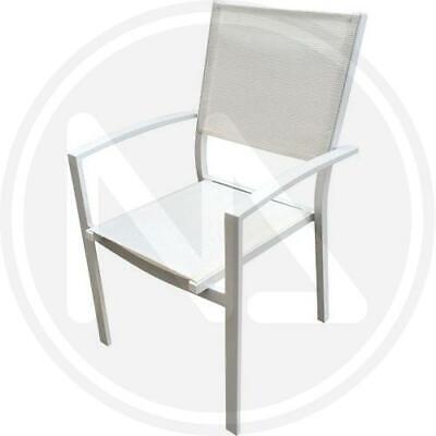 SEDIA CON BRACCIOLI ALLUMINIO TEXTILENE BIANCO 56x66X86H ARREDO GIARDINO PEZZI 2