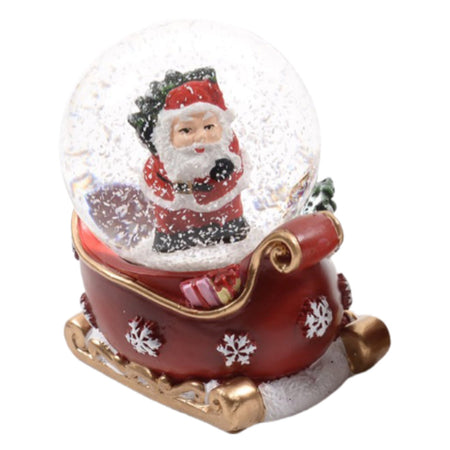Palle di neve con Slitta rossa, decorazione e giocattolo di Natale, 5 x 4,5 x h 6,5 cm, set da 3 pezzi