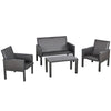 Salotto da Giardino con Divano da Esterno e Tavolino, Mobili da Giardino in Rattan Sintetico, Set 4 Pz, Grigio 860-166