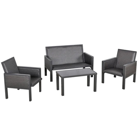 Salotto da Giardino con Divano da Esterno e Tavolino, Mobili da Giardino in Rattan Sintetico, Set 4 Pz, Grigio 860-166