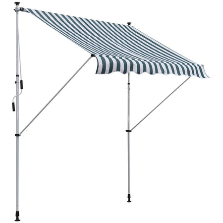 Tenda da Sole da Esterno 2x1.5m a Rullo con Manovella, Altezza e Angolazione Regolabile, Bianco e Verde ZA4840-182MX