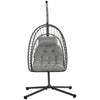 Poltrona Sospesa in Rattan PE con Cuscino, Seduta Pieghevole e Struttura in Acciaio, Grigio 867-157V00CG