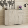 KIT MOBILE CREDENZA 3 ANTE + 2 CASSETTI CM. 120X93X35 BIANCO GRIGIO ROVERE