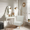 Poltrona Imbottita per Soggiorno e Sala pranzo in Stile Nordico, Poltroncina da Camera in Tessuto e Gambe in Legno - Bianco sedia salotto ufficio studio F839-189A