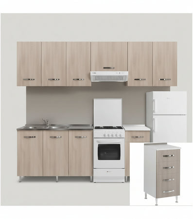 KIT CUCINA BASE 4 CASSETTI CM. 40X50X85H OLMO CASSETTIERA