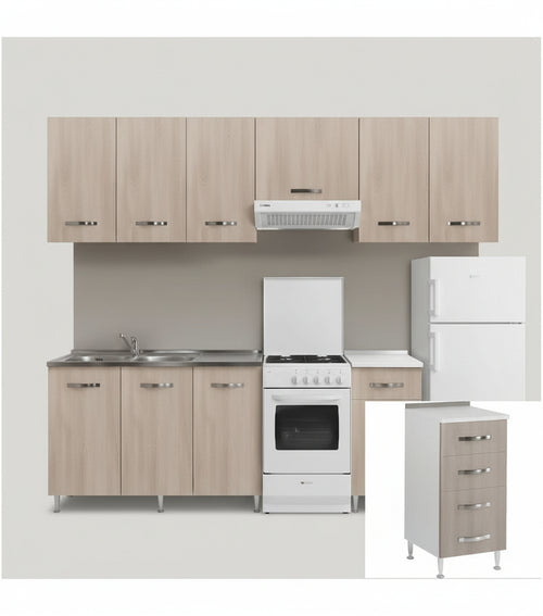 KIT CUCINA BASE 4 CASSETTI CM. 40X50X85H OLMO CASSETTIERA