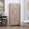 credenza alta Mobile Cucina a 4 Ante con Mensole Regolabili e Base Rialzata in Legno 80x40x182cm sala da pranzo soggiorno salotto F838-212NDA