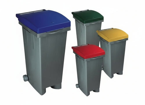 BIDONI BIDONE QUADRO C/RUOTE DA LT80 RACCOLTA DIFFERENZIATA PATTUMIERA 38X50XH80