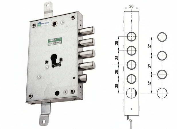 SERRATURE SERRATURA MOTTURA PER PORTE BLINDATE 85.571 4 CATENACCI SINISTRA