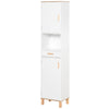 Mobile Salvaspazio Bagno in Legno Bianco, Mobile a Colonna con Armadietti e Cassetto 39x30x180cm QA2834-312QA2