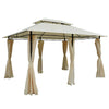 Gazebo da Giardino 3x4 m con Tende e Tetto a 2 Livelli Bianco Crema 01-0154