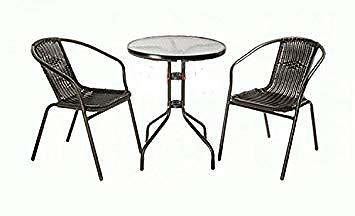 SET DA GIARDINO IN POLYRATTAN ACHILLE 2 POLTRONE E TAVOLINO MARRONE