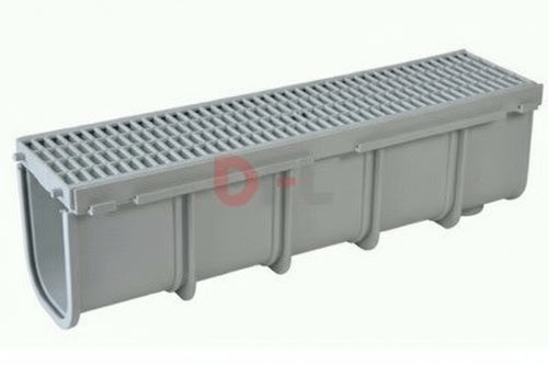 CANALETTA DRENAGGIO ACQUA MODULARE CON GRIGLIA IN POLIPROPILENE cm 13x50xH.14