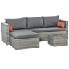 Mobili da Giardino Set 3 Pezzi in Rattan PE con 2 Divani e Tavolino da Caffè, Grigio 860-175GY