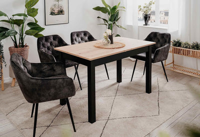 tavolo da pranzo cucina allungabile in legno moderno soggiorno 6 posti nero e marrone chiaro YHT2253,131,1D43