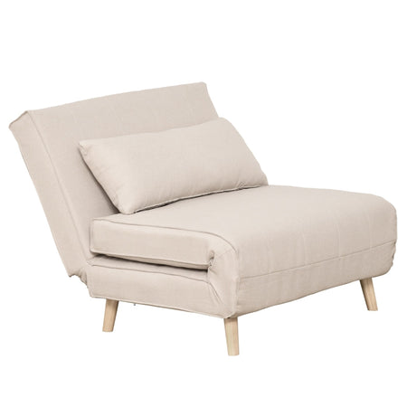 Poltrona Letto a sedia materasso brandina Letto 3 in 1 con Schienale Reclinabile in 6 Posizioni, 94x78x80 cm, Beige F839-023CWA