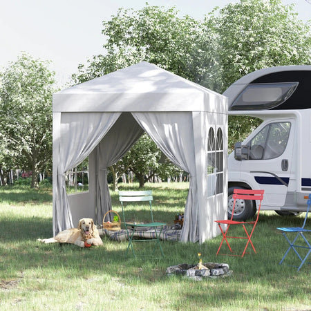 Gazebo Pieghevole Pop Up 2x2 m con 4 Pareti Rimovibili in Poliestere e Acciaio, Bianco 100110-066W