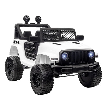 Macchina Elettrica per Bambini Jeep Fuoristrada con Telecomando e 2 Velocità, 100x65x72 cm, Bianco RF6370-142V91WTRF6