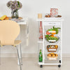Carrello da Cucina Salvaspazio in Legno Bianco, Portavivande con 1 Piano di Lavoro 1 Cassetto e 4 Cestelli Metallici, 47x37x83cm LK6801-121V01WTLK6