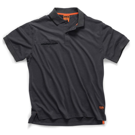 Polo da lavoro Scruffs grigia o nera in tessuto leggero e taschino sul petto scruffs hardwear