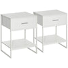Comodino Moderno Set 2 Pezzi con Cassetto e Ripiano Aperto per Camera da Letto e Soggiorno, in MDF e Acciaio, 45x40x60cm, Bianco TY8831-534V01WTTY8