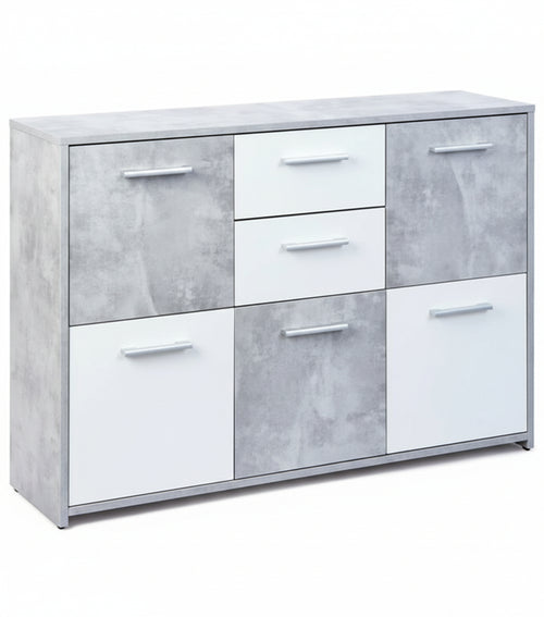 CREDENZA FLAVIUS IN KIT LAMINATO BIANCO/BETON CM. 119X41X15