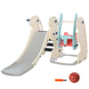 Scivolo 3 in 1 per Bambini con Altalena Regolabile, Canestro e Palle per Cameretta e Giardino, 160x220x120cm, Bianco, Azzurro e Grigio ED9331-002ED9