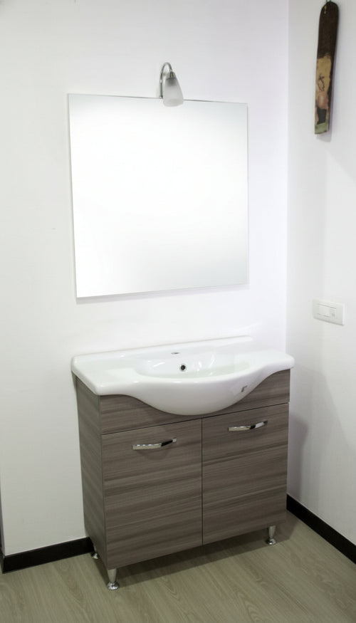 MOBILE BAGNO ANTONELLA CM. 85 BIANCO PALISSANDRO COMPLETO DI SPECCHIO
