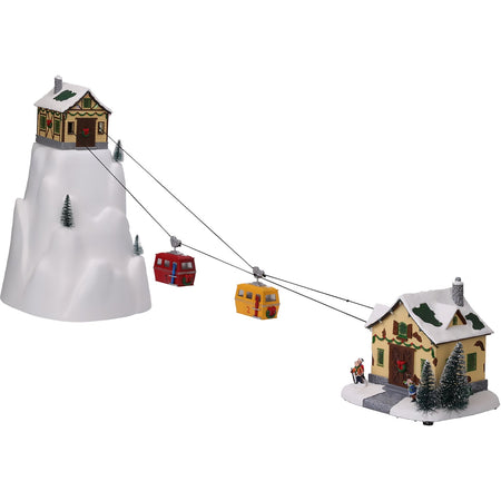 Scena animata Cabinovia, con LED e suoni, decorazione per villaggio di Natale