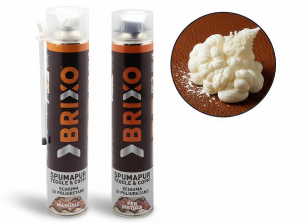 12PZ SCHIUMA POLIURETANICA BRIXO SPUMAPUR TEGOLE E COPPI ML.750 APPLICAZ.MANUALE