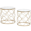 Set 2 x Tavolino da Salotto vetro e acciaio , colroe Oro TG6833-675TG6 , soggiorno salotto basso nero bianco marrone grgio design moderno sala moderno alto divano camera legno vetro rotondo